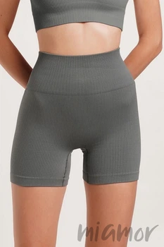 Шорти короткі в рубчик з ефектом пуш-ап GIULIA SHORTS RIB SHAPE POPPY SEED L/XL Темно-сірі