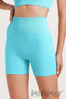 Шорты короткие в рубчик с эффектом пуш-ап GIULIA SHORTS RIB SHAPE SKY BLUE L/XL Голубые