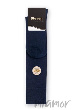 Мужские высокие носки (гольфы) с шерстью мериноса Steven 008 Merino Wool 44-46 Темно-синие