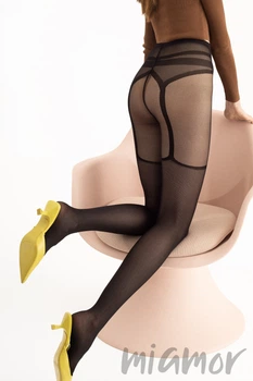 Колготки с принтом "Имитация чулок" Fiore SUBLIME 30d 2 Nero
