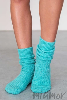 Шкарпетки теплі вовняні в рубчик Lambswool 8011 35-40 Бірюзові
