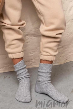 Носки теплые шерстяные в рубчик Lambswool 8011 35-40 Светло-серые