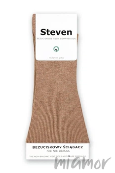 Носки хлопковые без давления в рубчик Steven 018 43-46 Темно-бежевые