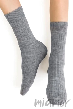 Шкарпетки дитячі в рубчик із мериносової вовни STEVEN 130 Merino Wool Kids 26-28 Сірі
