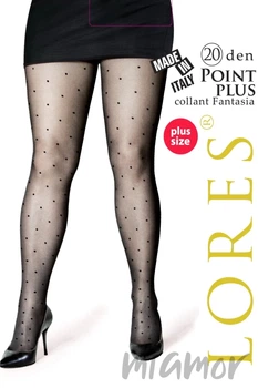Колготы большого размера в мелкий горошек LORES Point 20 PLUS 5/6 Nero