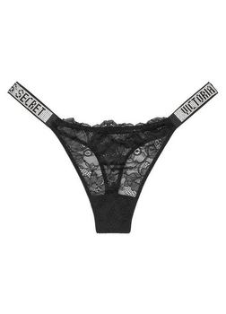 Трусики зі стразами Victoria's Secret Very Sexy Shine Strap Thong Panty розмір М чорні