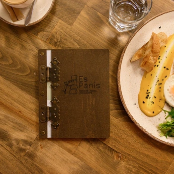 Фанерная папка меню А5 Inko Horeca с бронзовыми петлями M05A5 Темно Коричневый