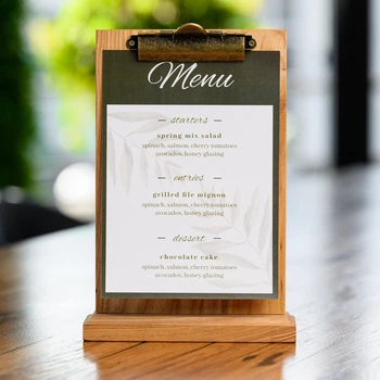 Тейблтент на бар дубовый Inko Horeca под лист А5 с металлическим зажимом