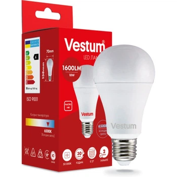 Лампочка Vestum A70 18W 6500K 220V E27 (1-VS-1113)