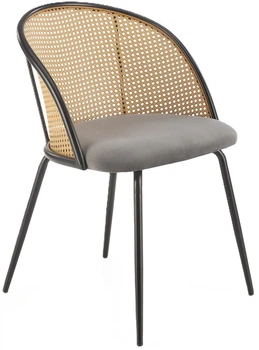 Стілець для кухні та вітальні Halmar K508 з ротангу Попелястий (5905248126183)