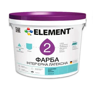 Краска интерьерная для стен и потолка ELEMENT 2 (белая В1) 1л