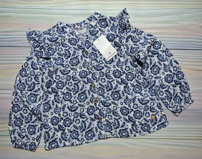 Блуза детская для девочки Lulu Castagnette 4 года, 104 см Синяя, белая