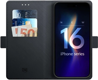 Etui-portfel z klapką 3mk Wallet Case do Apple iPhone 16 Plus Black (5903108576260)