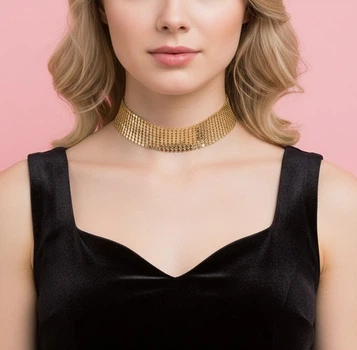 Широкий чокер-кольчуга «Liquid Metal» Honey Fashion Accessories золотистий (120296)