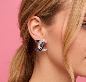 Брендові сережки зі стразами "Luxe Icon" Honey Fashion Accessories сріблястий (120293)