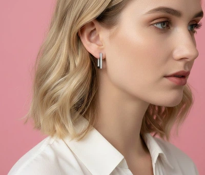 Сережки прямокутної форми "Geometric Edge" Honey Fashion Accessories сріблястий (120140)