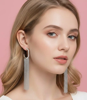 Сережки-підвіски з каскадом ланцюжків "Royal Fringe" Honey Fashion Accessories сріблястий (120193)