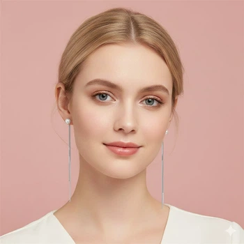 Довгі сережки-підвіски "Silk Earrings" з перлинами Honey Fashion Accessories сріблястий (12088)