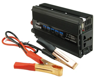 Преобразователь напряжения инвертор UKC SSK-1200W 12V-220V модифицированная синусоида DC-AC Черный