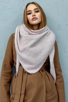 Косынка бактус шарф ангоровый Helly Cascona one size Пудровый