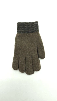 Перчатки вязаные двойные однотонные на возраст 6-8 лет Коричневый 0709