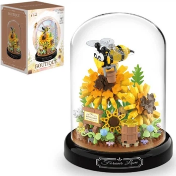 Интерьерный конструктор Bee in the Sun Серия Flower Beetles Пчелы на подсолничнике под куполом 229 деталей