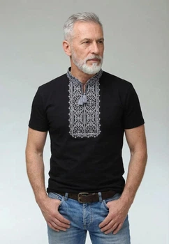 Футболка вишиванка чоловіча 2XL чорна (бм-26)