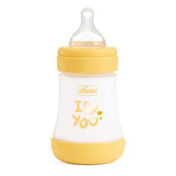 Бутылочка пластик Chicco PERFECT 5 Love, 150 мл, соска силикон, 0 м+, цвет желтый (20211.31.40)