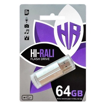 USB Flash Hi-Rali Corsair, 64 Гб., Срібний - 318874