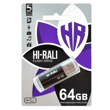 USB Flash Hi-Rali Corsair, 64 Гб., Чорний - 318875