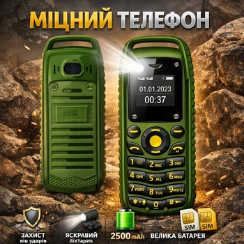 Міні-телефон SERVO B25 з Bluetooth-гарнітурою, 2 SIM, компактний кнопковий телефон зелений