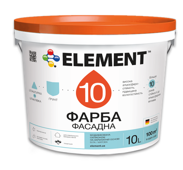 Краска фасадная силиконовая ELEMENT 10 Белая 10л
