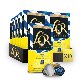 Набор Кофе в капсулах Nespresso L'OR Ristretto Destinations Capri Dolce Vita 100% Arabica 100 алюминиевых капсул (Интенсивность 12