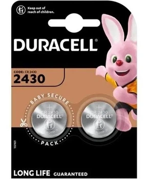 Батарейки Duracell CR 2430 Lithium 3V літієві кнопкові (таблетка) 2 шт для ваг, брелка сигналізації, годинника