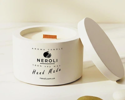 Аромасвеча соевая NEROLI Кровь Дракона 100 мл в гипсовом кашпо Elegance белая