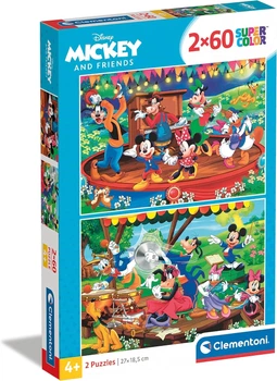 Пазл Clementoni: SuperColor — Mickey & Friends / Міккі та друзі (2 x 60 елементів) — 21620