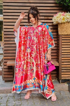 Парео женское пляжное воздушное Oversize 2XL-7XL красный (SW629)