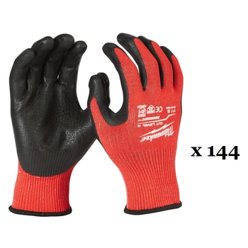 Рукавички робочі MILWAUKEE, із опором порізам 3/C рівня, розмір 11/XXL, (144 пари) (4932479015)