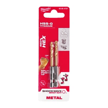Сверло по металлу RedHEX SHOCKWAVE HSS-TiN MILWAUKEE, диаметр 3,5х69х25мм, (2шт)
