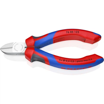 Кусачки боковые (бокорезы) для электроники, диаметр 3,0мм, 125мм KNIPEX 76 05 125, хромированные