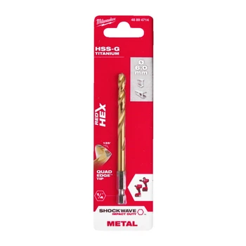 Сверло по металлу RedHEX SHOCKWAVE HSS-TiN MILWAUKEE, диаметр 6,0х105х63мм