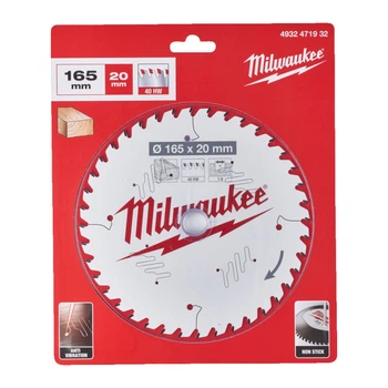 Диск пильный по дереву PFTE THIN KERF MILWAUKEE, диаметр 165х20х1,6мм, 40 зуб.