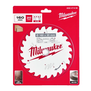 Диск пильный по дереву PFTE MILWAUKEE, диаметр 160х20х2,2мм, 24 зуб.