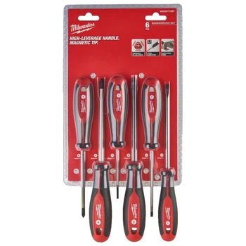 Набор отверток магнитных с трехгранной рукояткой MILWAUKEE, (PH1/PH2/SL3/SL4/SL5,5/SL6,5), (6шт)