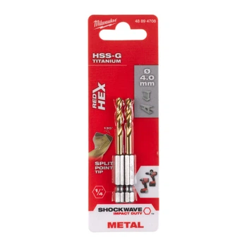 Свердло MILWAUKEE, 4,0мм, по металу RedHEX HSS-G TiN 2 шт (48894708)