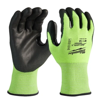 Рукавички робочі сигнальні Hi-Vis MILWAUKEE, із опором порізам 3/C рівня, розмір 8/M