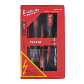 Набор отверток изолированных VDE MILWAUKEE, (SL3/SL4/PZ1/PZ2 / отвертка-тестер) (5шт)