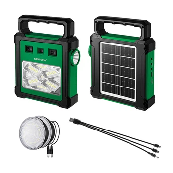 Фонарь аккумуляторный комплект NEWVEW NV-T260 Solar Panel 2400mAh 2 подвесные LED лампы, Солнечная панель 2.5W, Павербанк Green