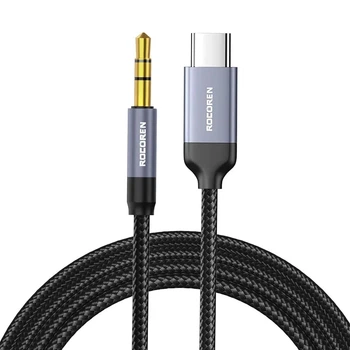 Аудио кабель AUX Rocoren TypeC - 3.5mm Male 0.5m Dark Grey (43769)