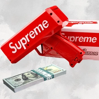 Пістолет для грошей Cash Cannon ( Supreme / Money Gun ) з батарейками та купюрами